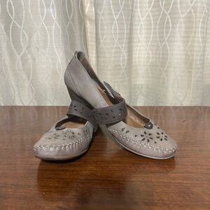 Beige and Brown Jana Mary Jane Style Cutout Vegan Leather Shoes